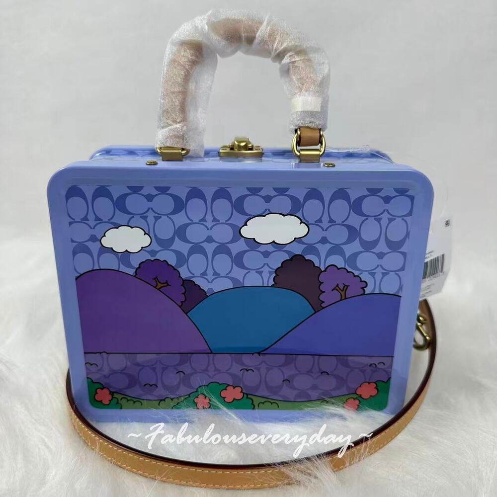 Coach Brain Dead Souvenir Box Crossbody Brass/Purple Multi CES92 NWT